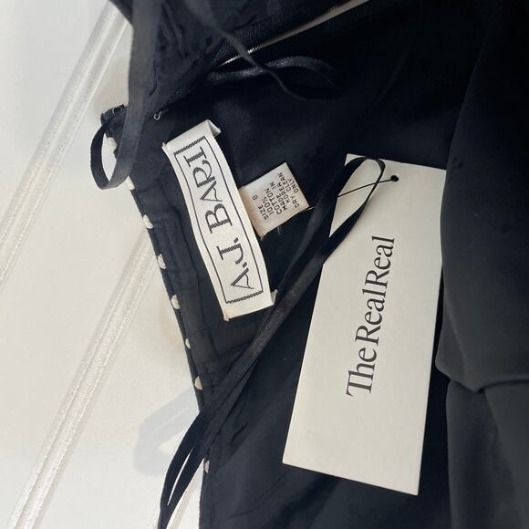 A. J. BARI Vintage Black White Polka Dot Strapless Dress Tiered Size 8 - Picture 4 of 6